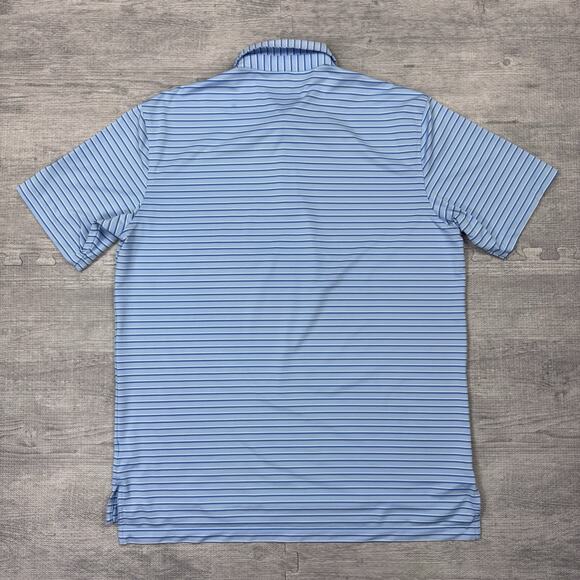 Peter Millar Summer Comfort Golf Polo L Dallas Country Club DCC Striped Blue EUC - Picture 7 of 10
